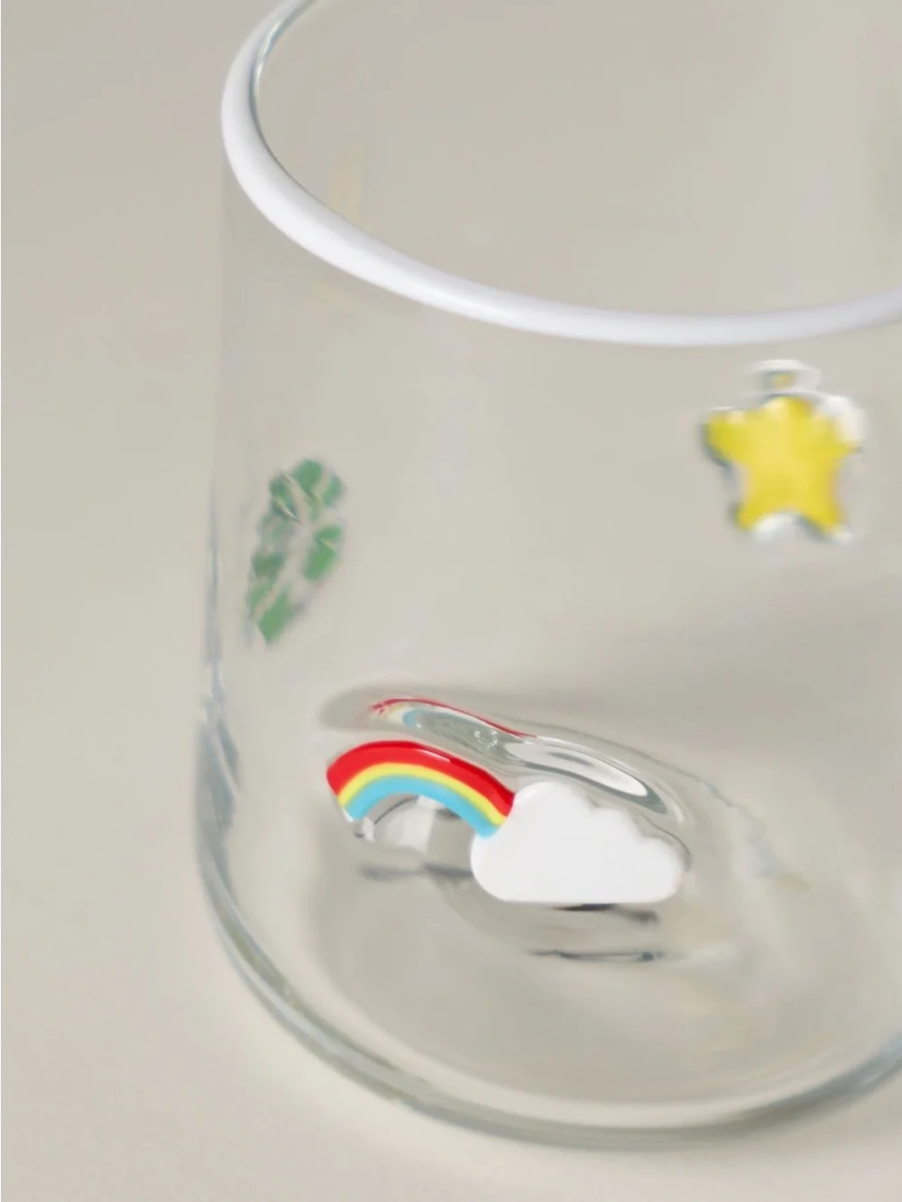🍀Anthropologie Luck Glass Juice Icon Rainbow Shamrock Clover Heart New Set of 2